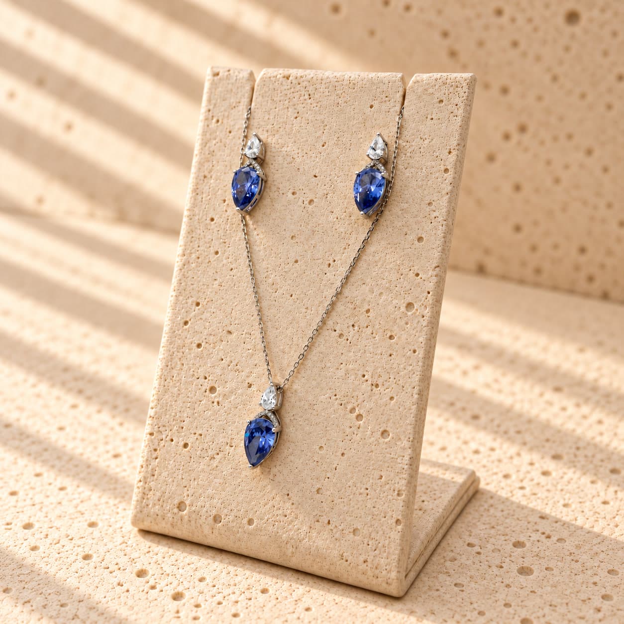 Gargantilha com Pedra Azul em Prata 925